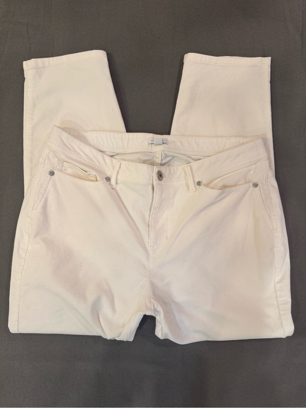 J. Jill Winter White Thin Corduroy Barrel Curved Leg Ankle Pants Size 16 Petite